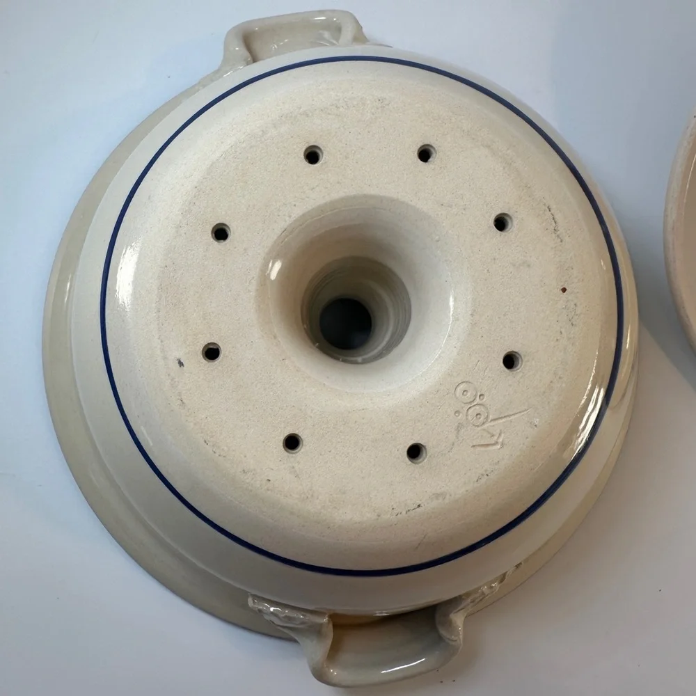 VTG Pottery Funnel‎ Steamer Pot Bundt Cake Stoneware Lid Handmade Yunnan Rice